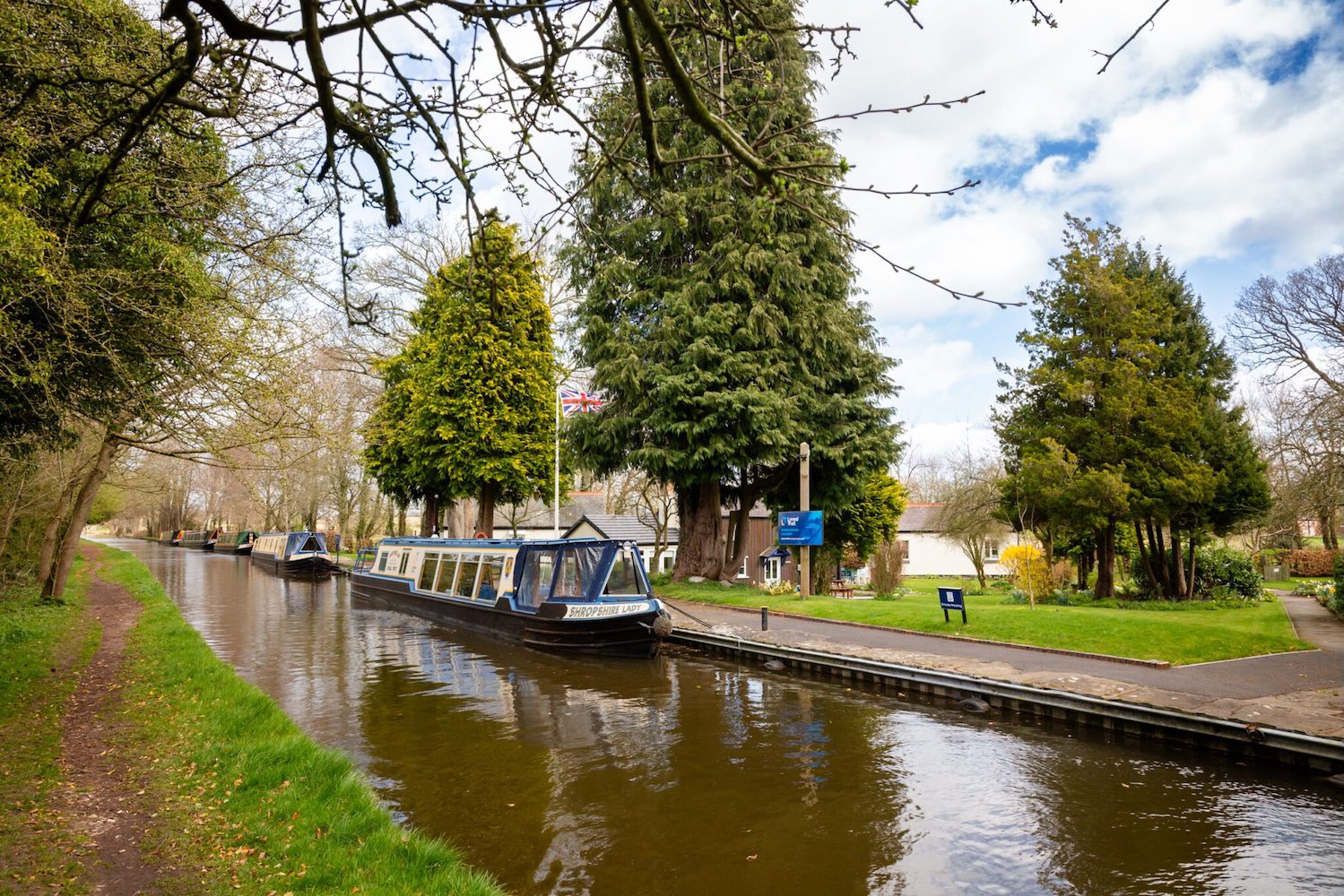 Shropshire Lady canal boat moored at Lyneal Wharf in Shropshire